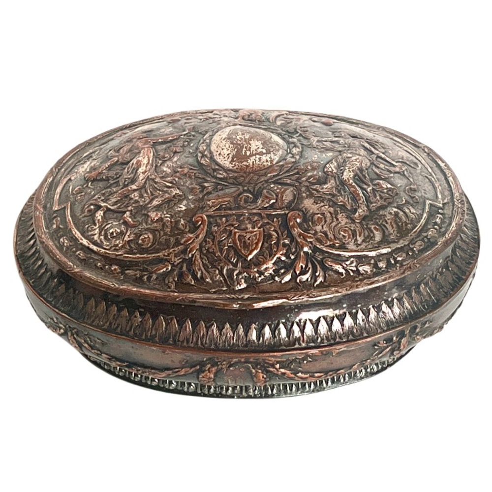 Antique Repousse Box E. G. Webster Silver plate On Copper Napoleon Dutch Revival